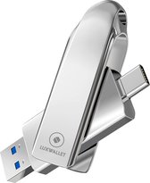 LUXWALLET PROX5 - Metalen USB 3.2 stick - 256GB Opslag - USB 3.2 - Draagbare Opslag Flash drive – Geheugen Stick + 360 ° rotatie - Zilver