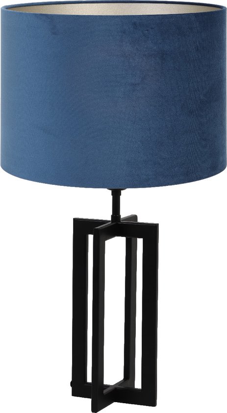 Light & Living Tafellamp Mace/Velours - Zwart/Blauw - Ø30x56cm -
