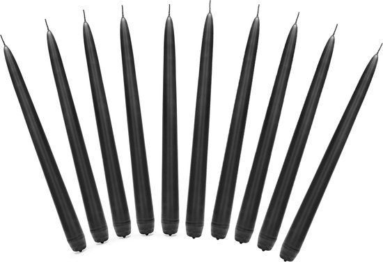 30x stuks Dinerkaarsen zwart 24 cm - 5 Branduren - Kandelaar kaarsen