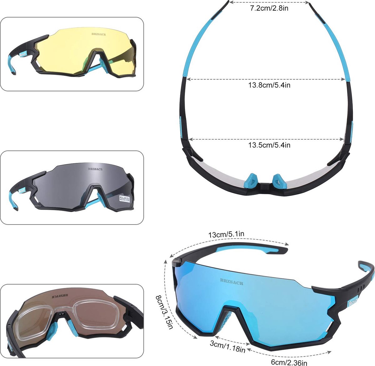 BRZSACR Lunettes de soleil de Vélo polarisées Lunettes de soleil de Sport  polarisées