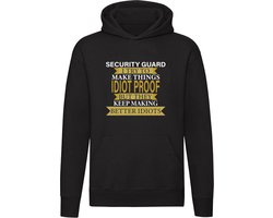 Security guard Hoodie | idots | idioot | beveiliger | bewaker | werk | grappig | Unisex | Trui | Sweater | Capuchon | Zwart