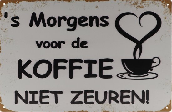 Wandbord – Koffie - Coffee - Retro - Wanddecoratie – Reclame bord – Restaurant – Kroeg - Bar – Cafe - Horeca – Metal Sign – 20x30cm