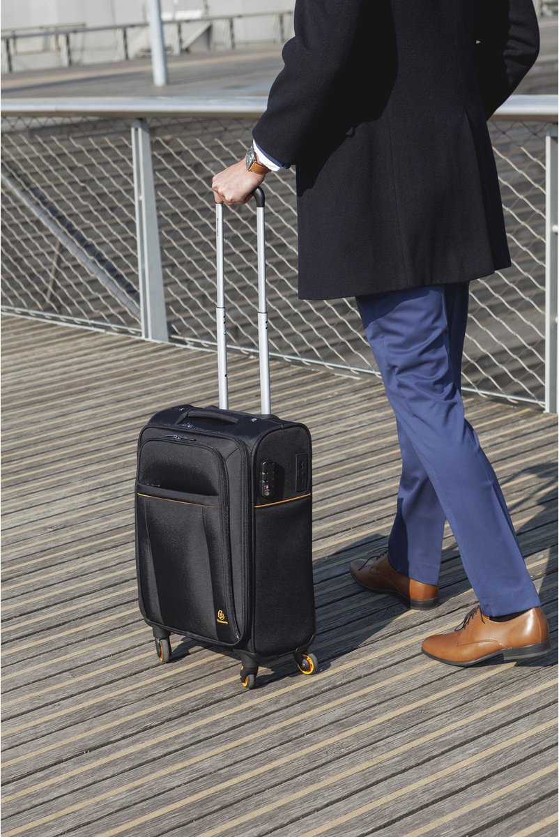 Handbagage koffer 55 x 35 x 25 cm Cabine trolley Lichtgewicht Cijferslot Zwart bol