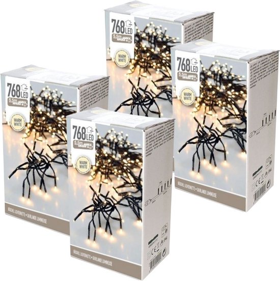 Kerstverlichting Clusterverlichting 4 stuks 768 LED's Lengte 5