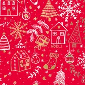 Inpakpapier Rood Kerst Cadeaupapier Happy Holidays- Breedte 60 cm - 200m lang