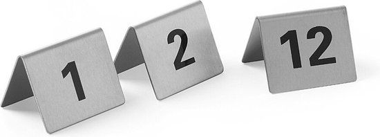 HENDI Tafelstandaard Nummers – Set 25-36 – 12 Stuks, Roestvrij Staal, 50x35x40mm – Voor Buffetten, Catering, Tentoonstellingen & Events