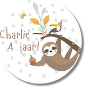 Traktatie Stickers Naam Leeftijd 20 x - Gepersonaliseerd Trakteren - Luiaard - Verjaardag