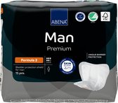 Verpakking ABENA Man Premium Formula 2 incontinentieverband voor mannen, 15 stuks. Unieke barrièrebescherming.