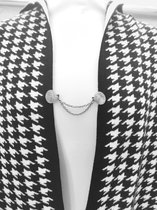 Vestsluiting - clip met dubbel ketting - symbool - levenspiraal - voor - vest - sjaal - omslagdoek in kleur antiek zilver look.