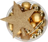 Bellatio Decorations kerstballen -33 st -goud kunststof -met piek