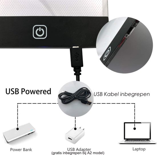 Boîte à lumière pour dessin - Lightpad diamant peinture - avec 3 intensités lumineuses différentes - Lightpad A2 - Boîte lumineuse pour peinture diamant - Boîte lumineuse a2 pour dessin - Chemin de lumière - Table lumineuse de dessin