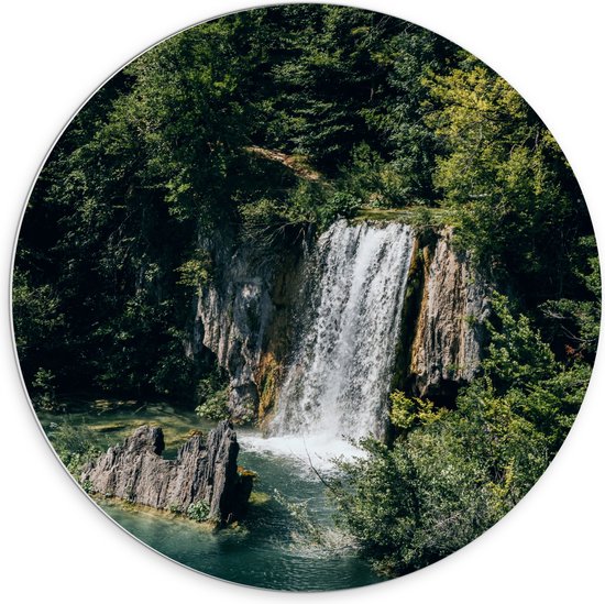 WallClassics - Cercle mural en panneau de mousse PVC - Cascade se jetant dans la mer - Photo 70x70 cm sur cercle mural (avec système de suspension)