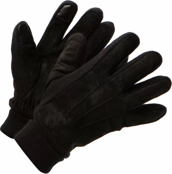 in verlegenheid gebracht elektrode Pikken Heren Handschoenen Suède look - Warm Gevoerde Handschoenen - Zwarte  Handschoenen met... | bol.com
