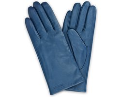 foto van Navaris leren touchscreen handschoenen - 100% lederen handschoenen voor dames - Dameshandschoenen met zachte kasjmier wollen voering - Maat S - Blauw