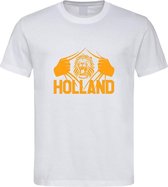 Wit WK 2022 voetbal T-shirt met “ Brullende Leeuw en Holland “ print Oranje maat XXXXXL