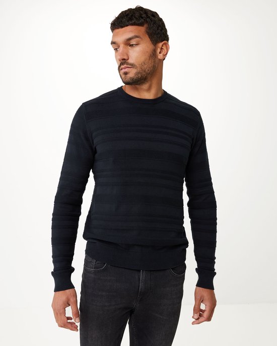 Structure Stripe Sweater Mannen - Zwart - Maat XL