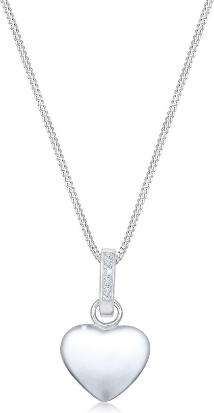 Elli PREMIUM Dames Halsketting dames collier met hart hanger en diamanten (0.025 ct.) in 925 sterling zilver