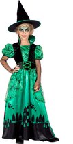 Wilbers & Wilbers - Heks & Spider Lady & Voodoo & Duistere Religie Kostuum - Green Witch Spookhuis Heks - Meisje - Blauw, Zwart - Maat 152 - Halloween - Verkleedkleding