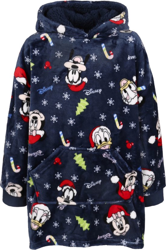 Mickey Mouse Disney - Marineblauw, kindersweatshirt / badjas / deken met capuchon, kerst / 122-140