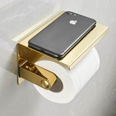 Toiletrol houder Met Plankje - RVS-Badkamer accessoires-goud