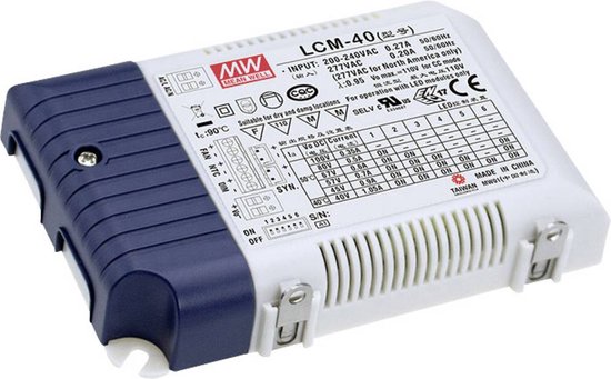 Mean Well LCM-40DA LED-driver Constante stroomsterkte 42 W 0.35 - 1.05 A 2 - 100 V/DC Dimbaar, PFC-schakeling, Overbela