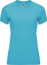 Turquoise dames sportshirt korte mouwen Bahrain merk Roly maat S