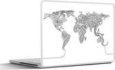 Laptop sticker - 13.3 inch - Wereldkaart - Zwart - Wit - Lijn - 31x22,5cm - Laptopstickers - Laptop skin - Cover