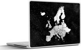 Laptop sticker - 11.6 inch - Europakaart op sterrenhemel achtergrond van waterverf - zwart wit - 30x21cm - Laptopstickers - Laptop skin - Cover