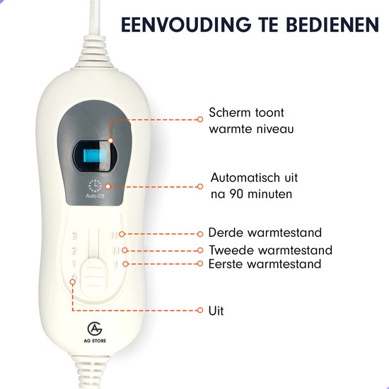AG160 Elektrische voetenwarmer - Met Timer en Overhittingsbeveliging - 3 temperatuurstanden - Blauw