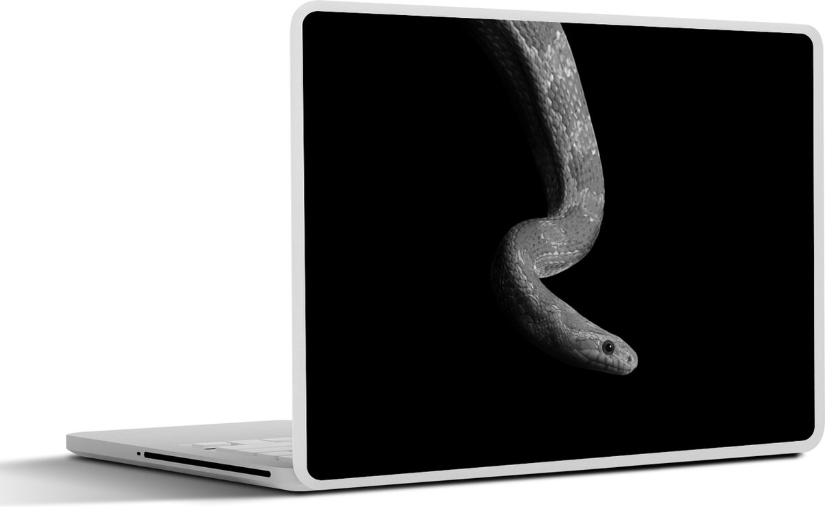 Laptop sticker - 10.1 inch - Dieren - Slang - Zwart - Wit - Portret - 25x18cm - Laptopstickers - Laptop skin - Cover