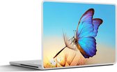 Laptop sticker - 13.3 inch - Vlinder - Paardebloem - Blauw - 31x22,5cm - Laptopstickers - Laptop skin - Cover
