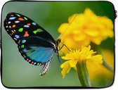 Housse pour ordinateur portable 15,6 pouces - Papillon - Bloem - Animal - Insecte - Housse pour ordinateur portable - Dimensions intérieures 39,5x29,5 cm