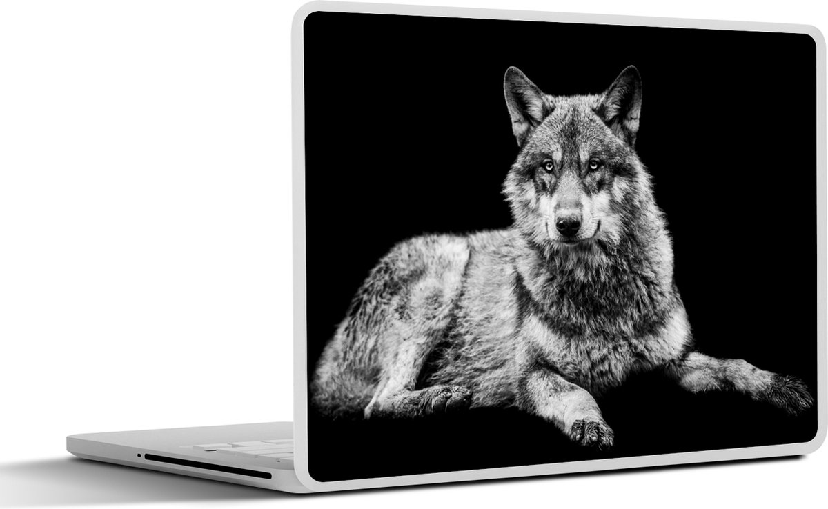 Laptop sticker - 10.1 inch - Wilde dieren - Wolf - Zwart - Wit - 25x18cm - Laptopstickers - Laptop skin - Cover