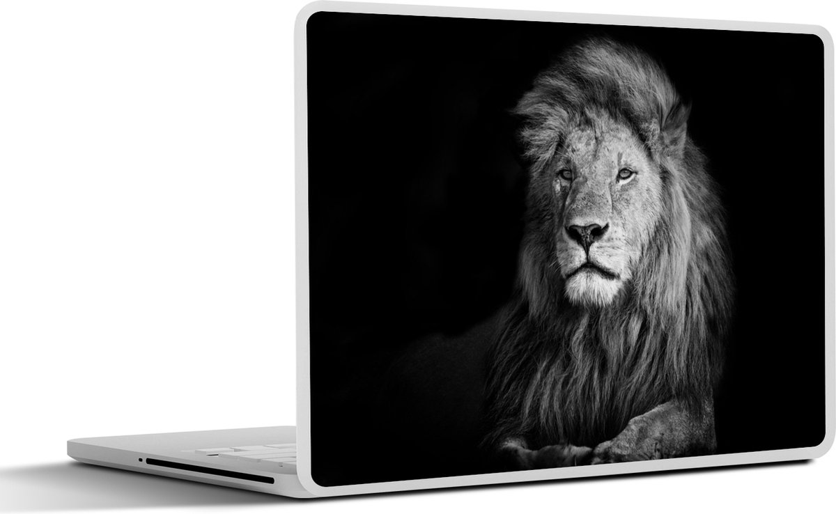 Laptop sticker - 10.1 inch - Wilde dieren - Leeuw - zwart - Wit - 25x18cm - Laptopstickers - Laptop skin - Cover