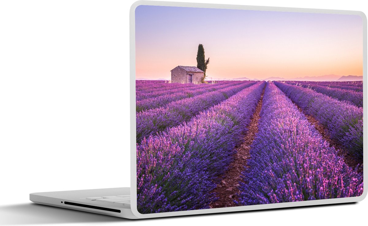 Laptop sticker - 13.3 inch - Lavendel - Zonsondergang - Paars - Bloemen - 31x22,5cm - Laptopstickers - Laptop skin - Cover