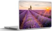 Laptop sticker - 13.3 inch - Lavendel - Zonsondergang - Bloemen - Paars - 31x22,5cm - Laptopstickers - Laptop skin - Cover