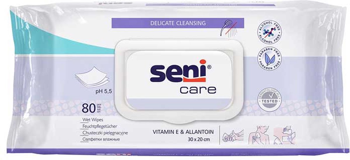 Seni Care Vochtige Doekjes - 80 stuks - voor incontinentie - schone en frisse huid