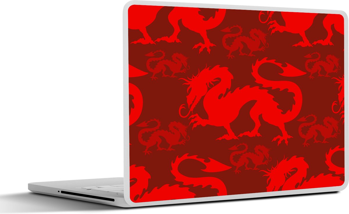 Laptop sticker - 12.3 inch - Draak - Rood - Patronen - 30x22cm - Laptopstickers - Laptop skin - Cover