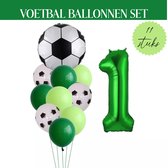 Voetbal Ballonnen Set - Verjaardag Versiering 1 Jaar - 11 stuks - Voetbal Feestje - Verjaardag Versiering Jongen - Themafeest Voetbal - Verjaardag Voetbal Thema - Ballonnen set - Folieballon / Heliumballon