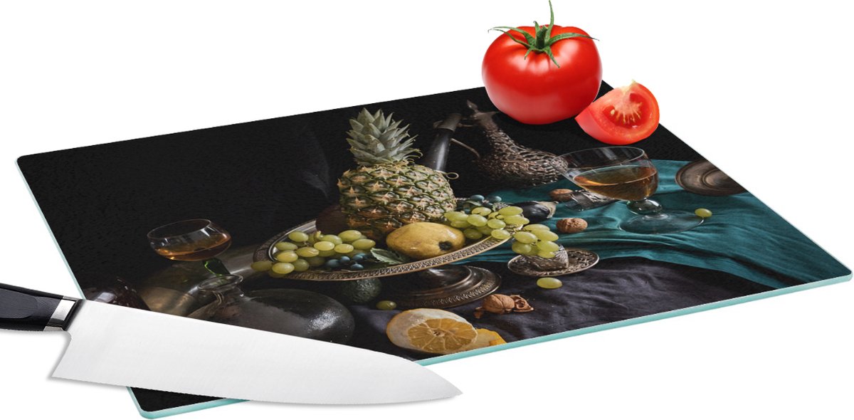 Glazen Snijplank - 39x28 - Fruit - Wijn - Stilleven - Snijplanken Glas