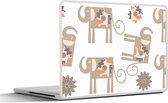 Laptop sticker - 10.1 inch - Bloemen - Olifant - Patroon - 25x18cm - Laptopstickers - Laptop skin - Cover