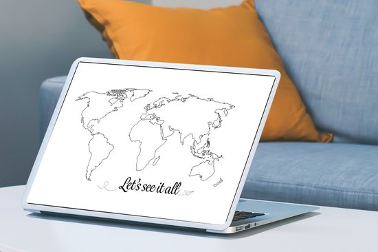 Sticker pour ordinateur portable - 17,3 pouces - Wereldkaart - Simple - Citation