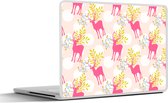 Laptop sticker - 11.6 inch - Hert - Roze - Patronen - 30x21cm - Laptopstickers - Laptop skin - Cover