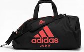 Judotas Adidas - sporttas en rugzak ineen | zwart-rood (Maat: M)
