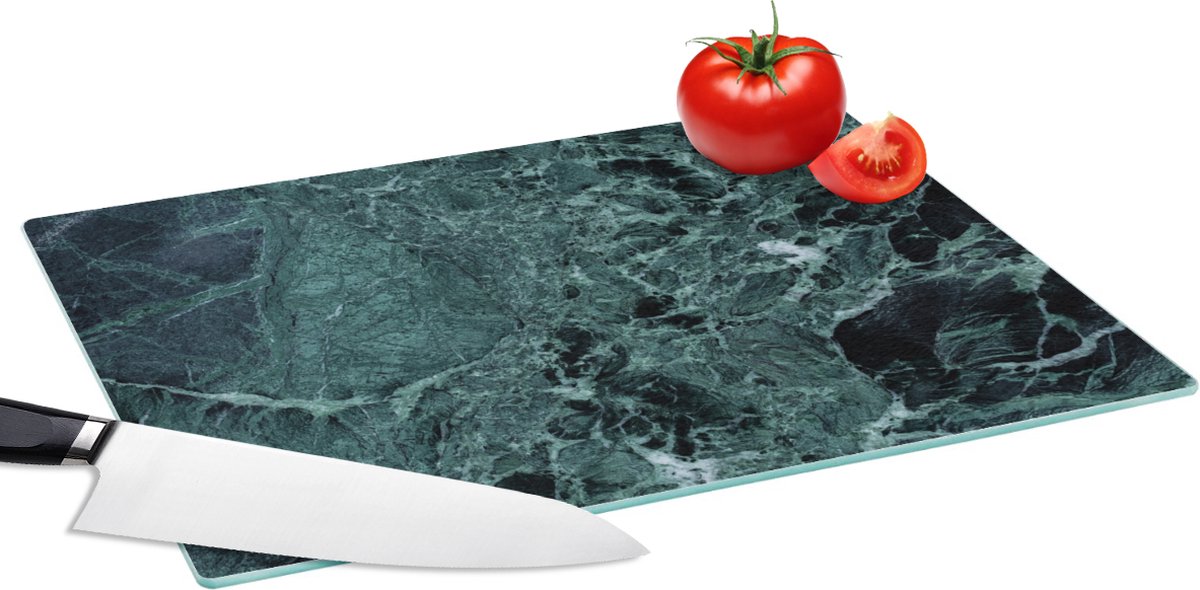 Glazen Snijplank - 39x28 - Marmer - Steen - Textuur - Marmerlook - Design - Snijplanken Glas