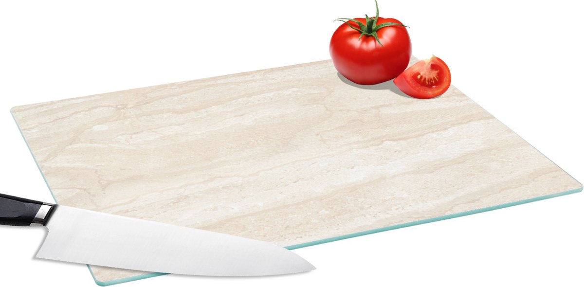 Glazen Snijplank - 39x28 - Marmer - Kalk - Zand - Textuur - Snijplanken Glas
