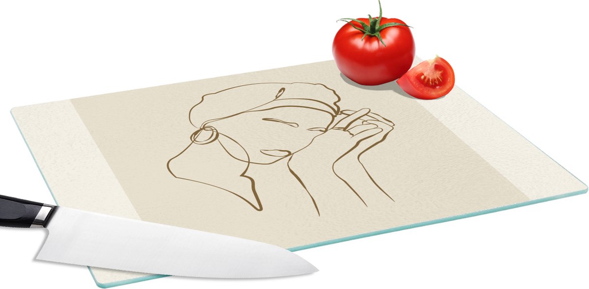 Glazen Snijplank - 39x28 - Vrouw - Line art - Quotes - Tekst - Snijplanken Glas