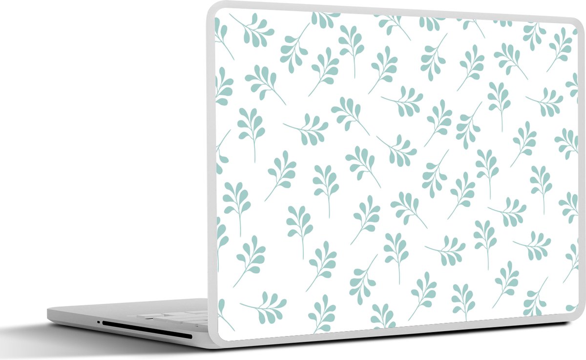 Laptop sticker - 15.6 inch - Bladeren - Patroon - Blauw - 36x27,5cm - Laptopstickers - Laptop skin - Cover