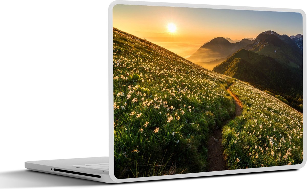 Laptop sticker - 14 inch - Bloemen - Zon - Bergen - 32x5x23x5cm - Laptopstickers - Laptop skin - Cover