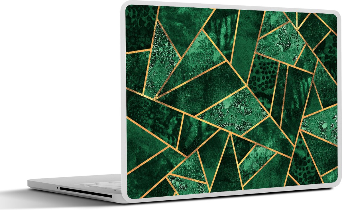 Laptop sticker - 11.6 inch - Smaragd - Goud - Abstract - Patronen - 30x21cm - Laptopstickers - Laptop skin - Cover